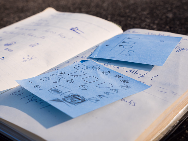 Icon scribbles from basic shapes.