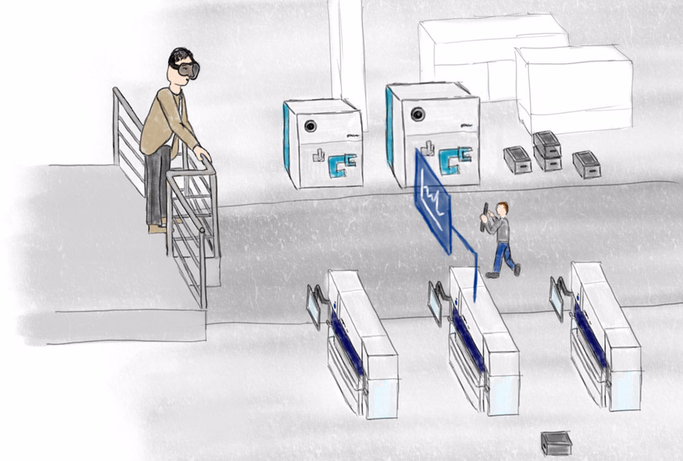 The shift supervisor monitors the machine hall with the help of an AR-Headset