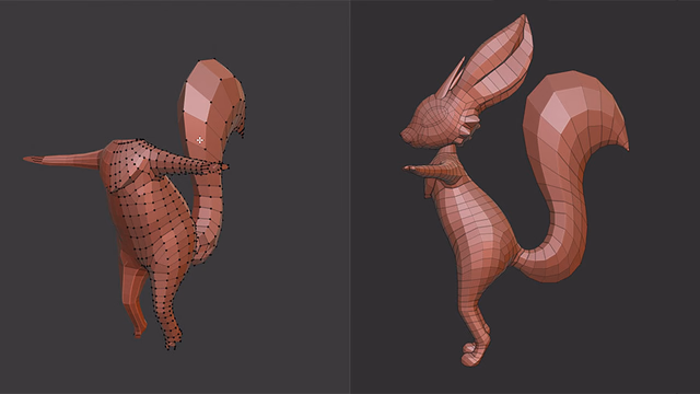 Fuchs Knete 3D Blender mit Polygonnetz