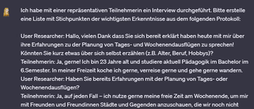 ChatGPT UX Research Interview Frage Auswertung