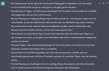 ChatGPT UX Research Interview Auswertung Antwort