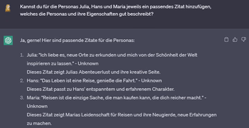 ChatGPT UX Reserach Frage Persona Zitat