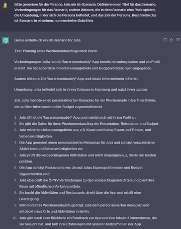 ChatGPT UX Reserach Frage Persona Szenario
