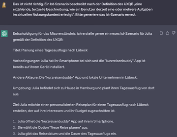 ChatGPT UX Reserach Frage Persona Szenario Definition