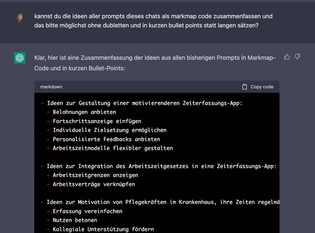 ChatGPT Frage Antwort Markmap
