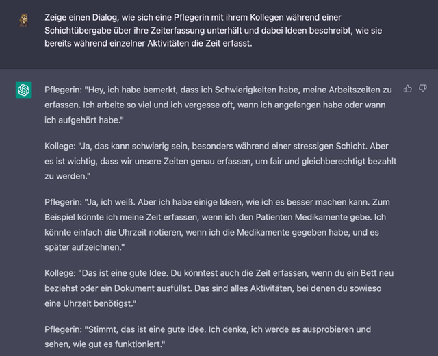 ChatGPT Frage Antwort Dialog Pfleger