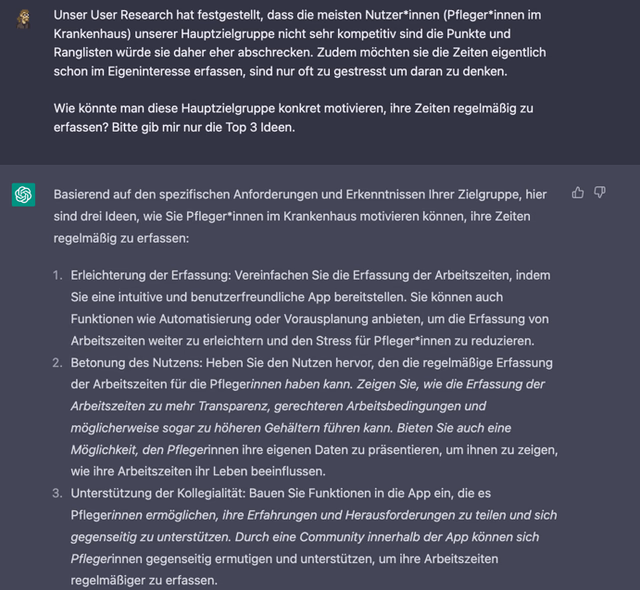 ChatGPT Frage Antwort User Research
