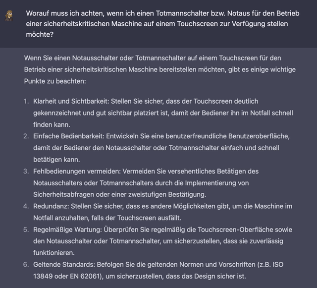 ChatGPT Frage Totmannschalter