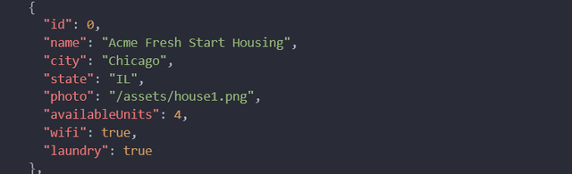 angular homes app json