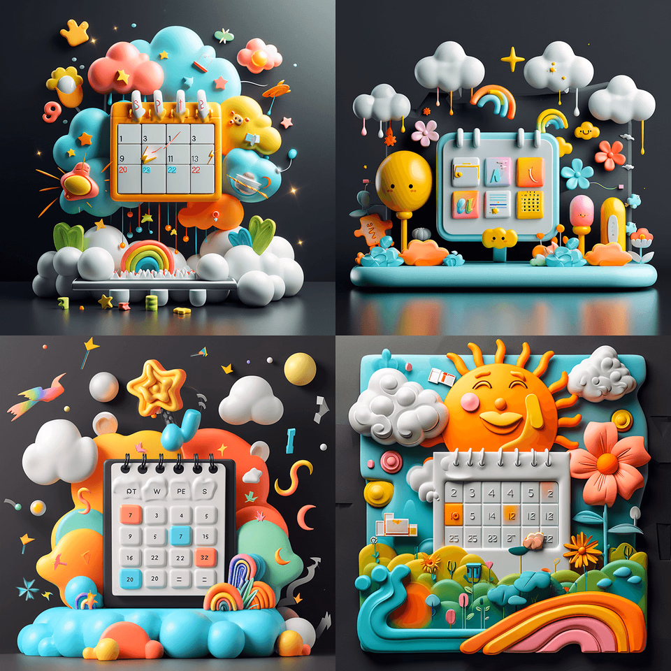 AI Calendar Joyful Illustration