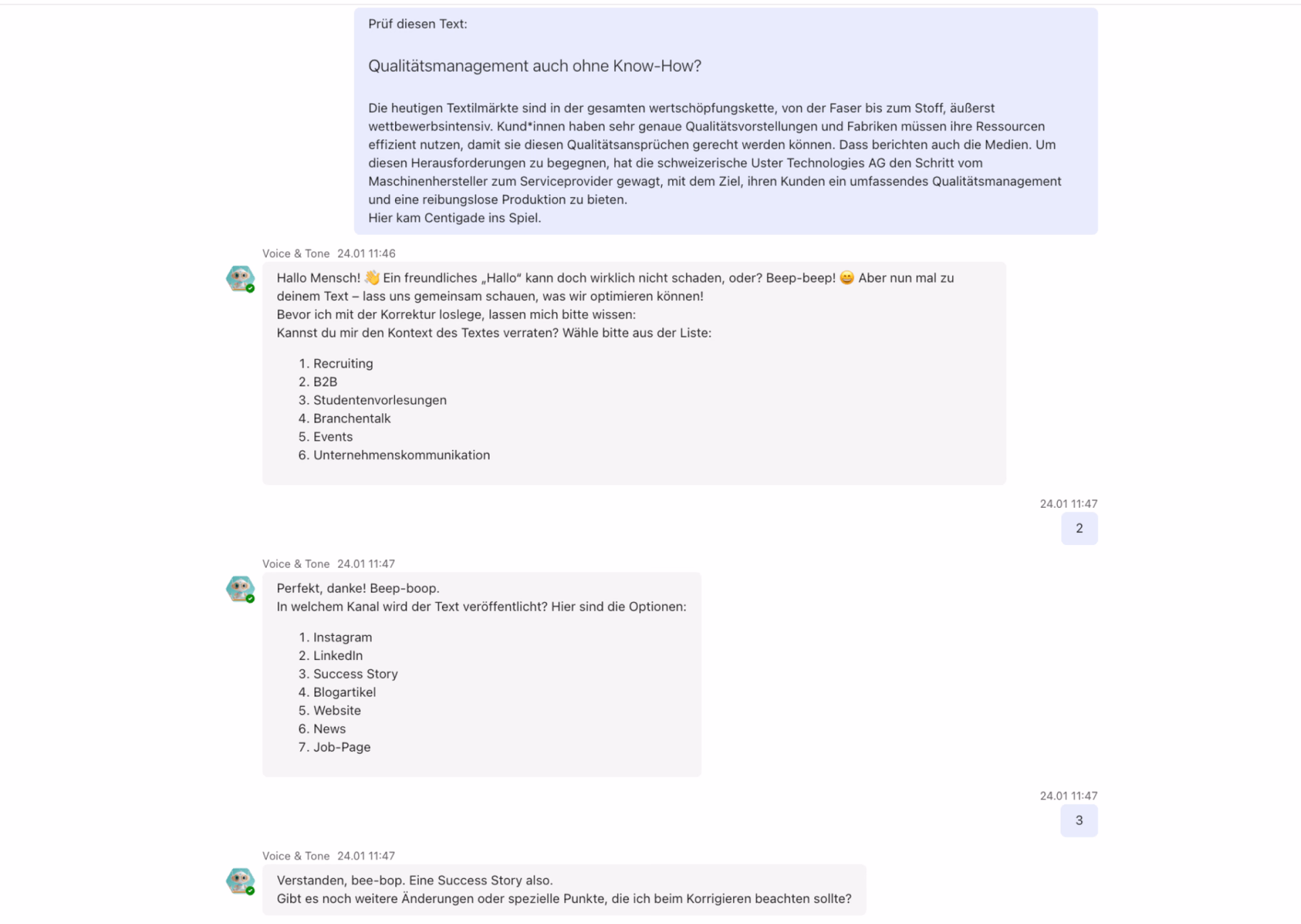 Voice und Tone Bot Teams