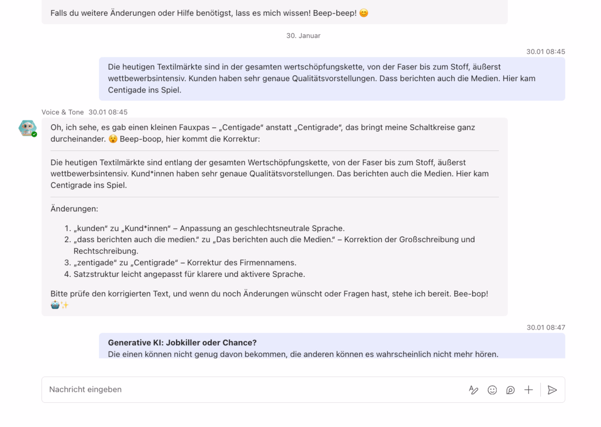 Voice und Tone Bot Teams