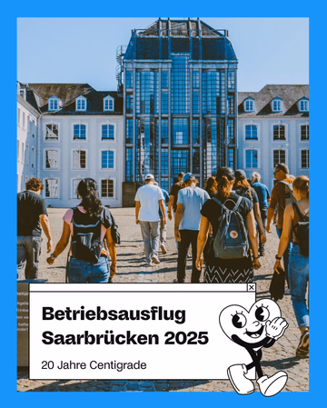 20 Jahre Centigrade Bild des Betriebsausflugs mit Mitarbeitern