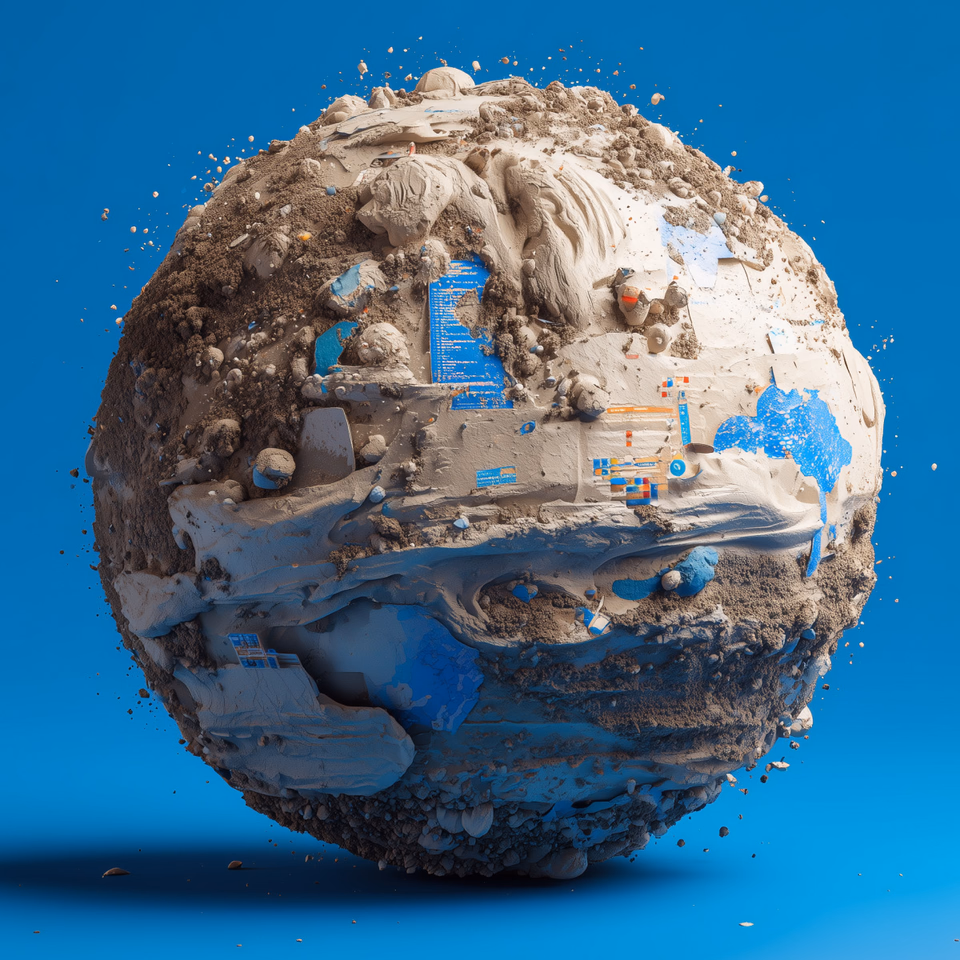 Ein Ball aus Matsch mit Code Elementen