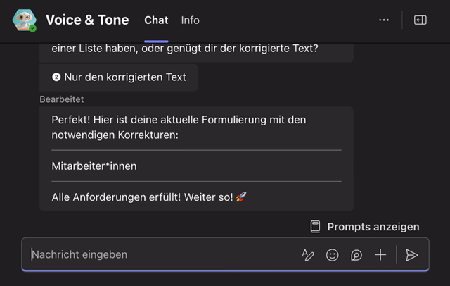 Voice und Tone Bot Frage Zielgruppe
