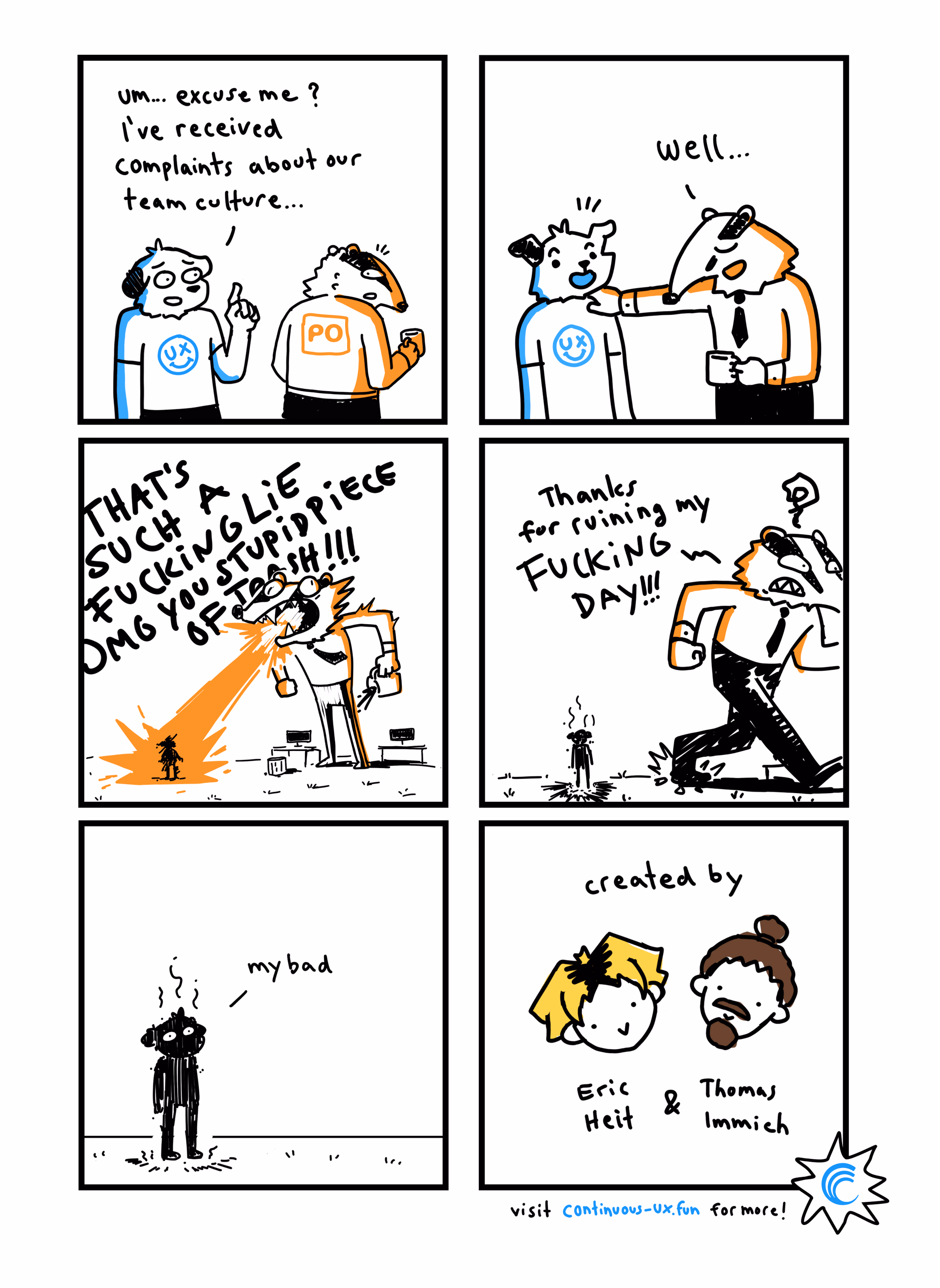 Comic about team culture and UX