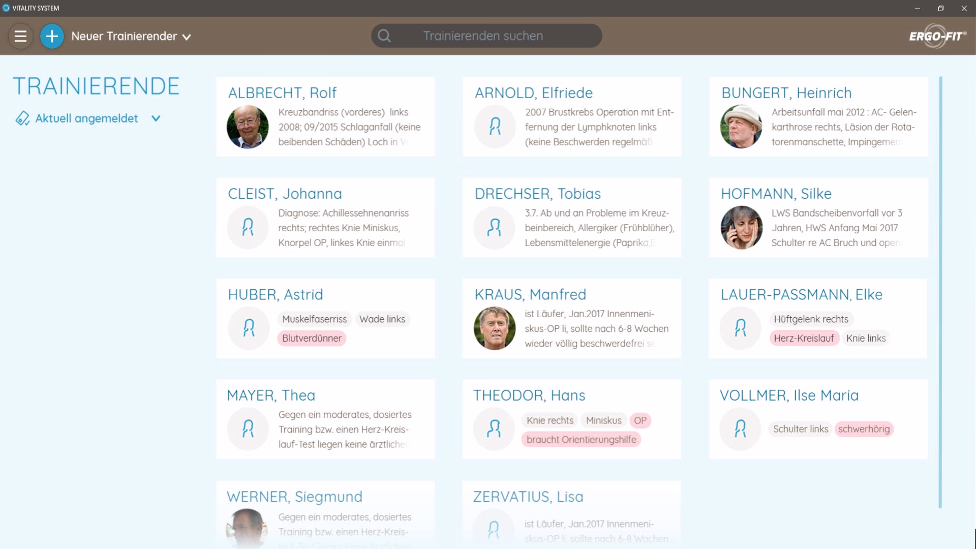 Selecting exercises and monitoring progress