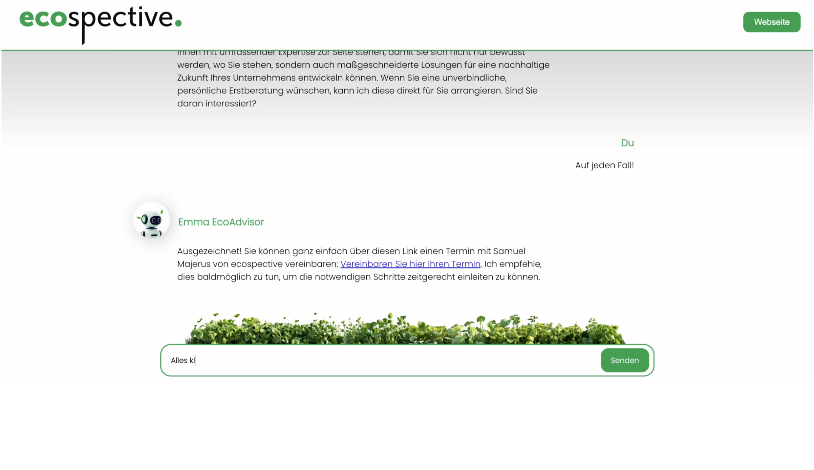 Ecospective Chatbot – Screen Capture